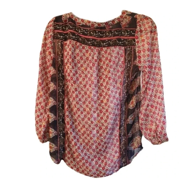 Lucky Brand Boho Floral Peasant Top XS - Picture 2 of 6